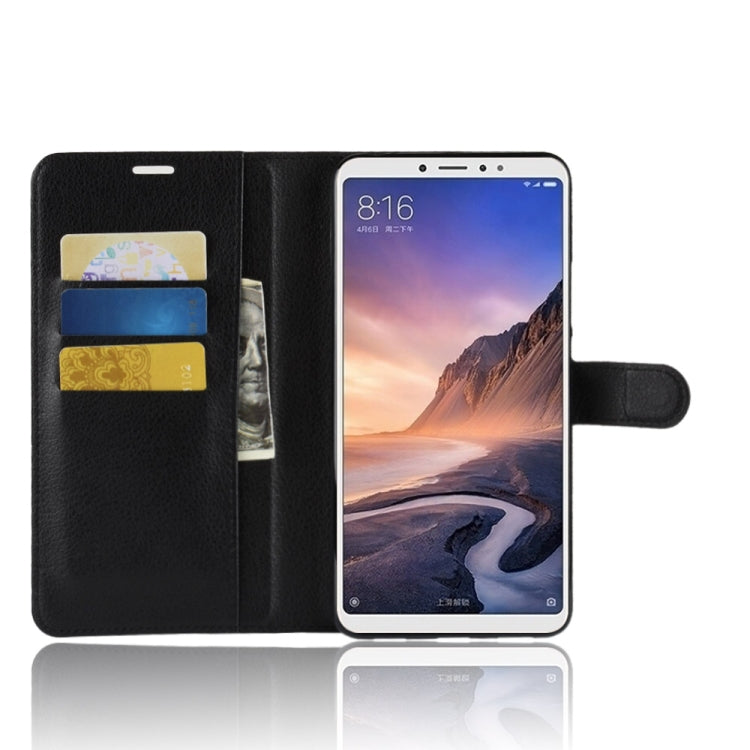 Litchi Texture Horizontal Flip Leather Case for Xiaomi Mi Max 3, with Wallet & Holder & Card Slots