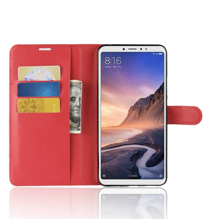 Litchi Texture Horizontal Flip Leather Case for Xiaomi Mi Max 3, with Wallet & Holder & Card Slots