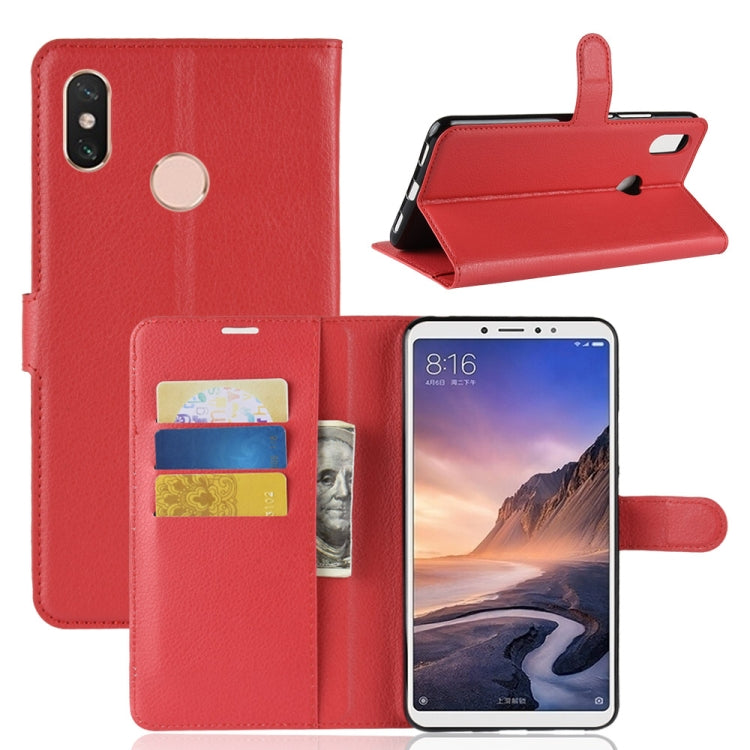 Litchi Texture Horizontal Flip Leather Case for Xiaomi Mi Max 3, with Wallet & Holder & Card Slots
