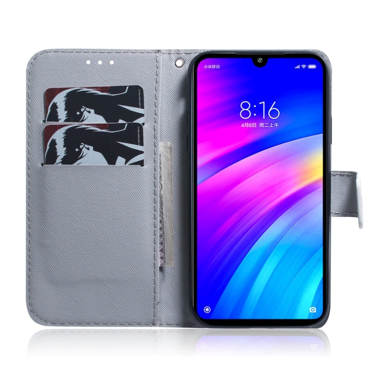Apricot Flower Pattern Coloured Drawing Horizontal Flip Leather Case for Xiaomi Redmi 7, with Holder & Card Slots & Wallet