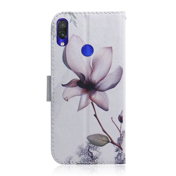 Magnolia Flower Pattern Coloured Drawing Horizontal Flip Leather Case for Xiaomi Redmi Note 7, with Holder & Card Slots & Wallet