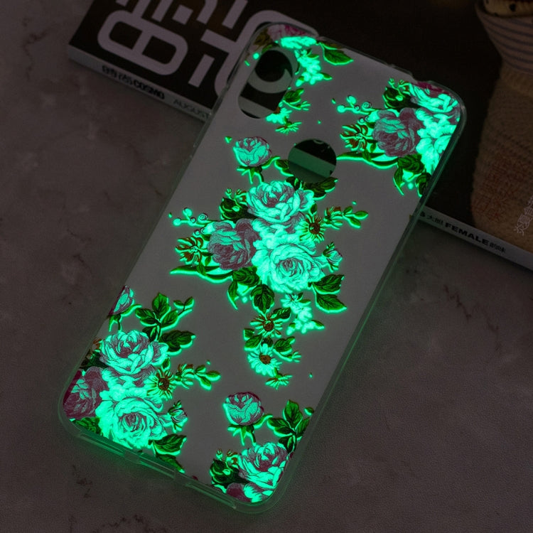 Luminous Rosa Multiflora Flower Pattern Shockproof TPU Protective Case for Xiaomi Redmi Note 6