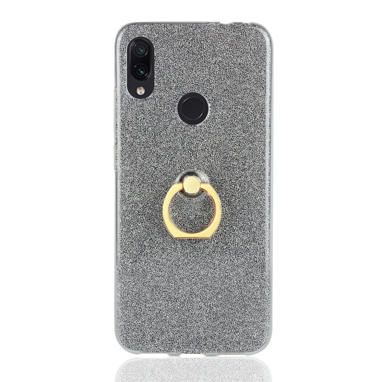 Glittery Powder Shockproof TPU Protective Case for Xiaomi Redmi Note 7, with 360 Degree Rotation Ring Holder