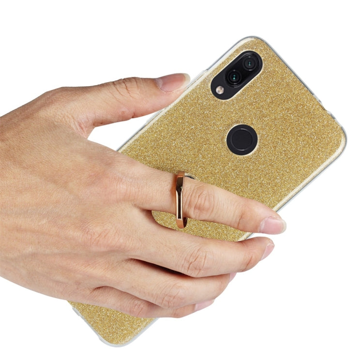 Glittery Powder Shockproof TPU Protective Case for Xiaomi Redmi Note 7, with 360 Degree Rotation Ring Holder
