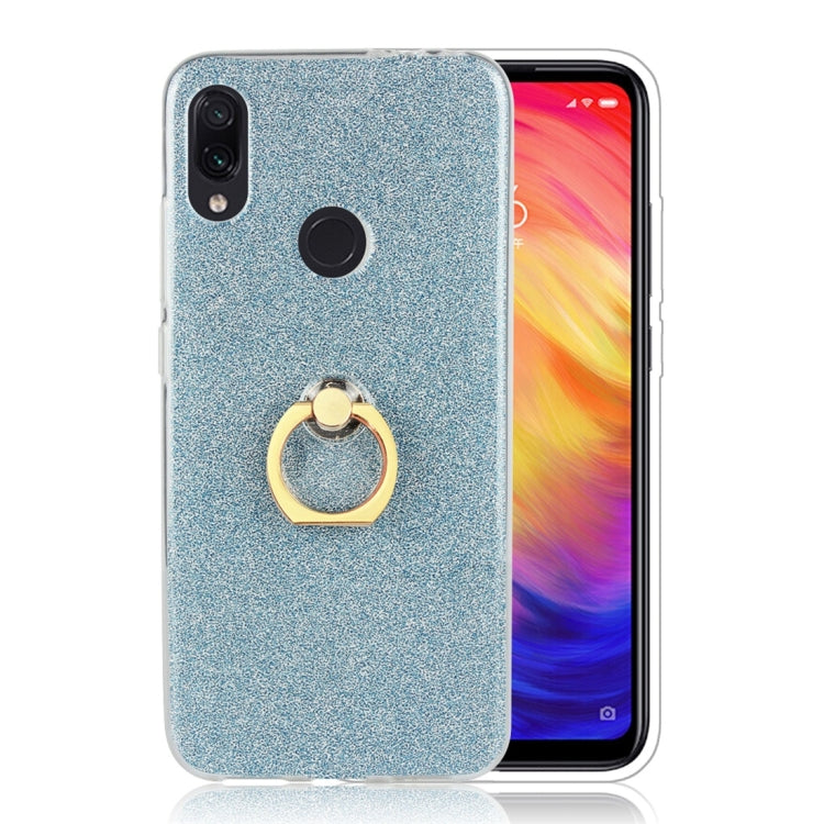 Glittery Powder Shockproof TPU Protective Case for Xiaomi Redmi Note 7, with 360 Degree Rotation Ring Holder