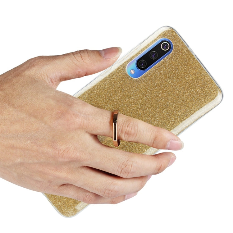 Glittery Powder Shockproof TPU Protective Case for Xiaomi Mi 9, with 360 Degree Rotation Ring Holder