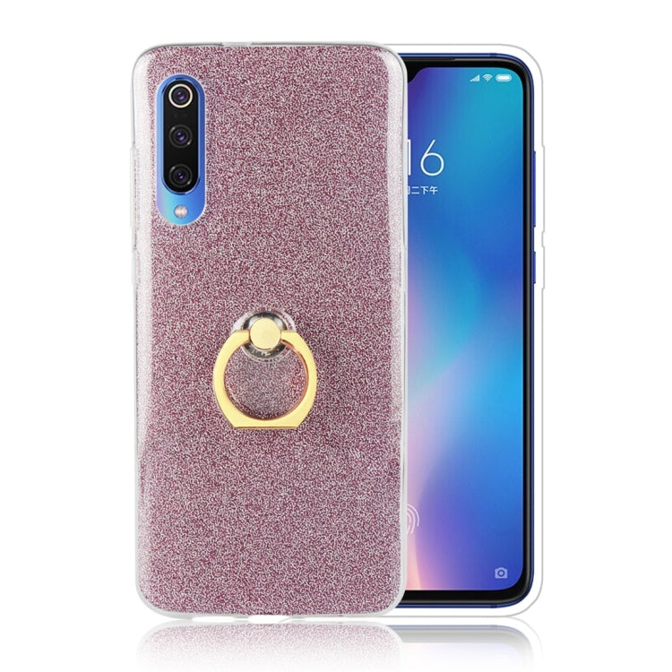Glittery Powder Shockproof TPU Protective Case for Xiaomi Mi 9, with 360 Degree Rotation Ring Holder