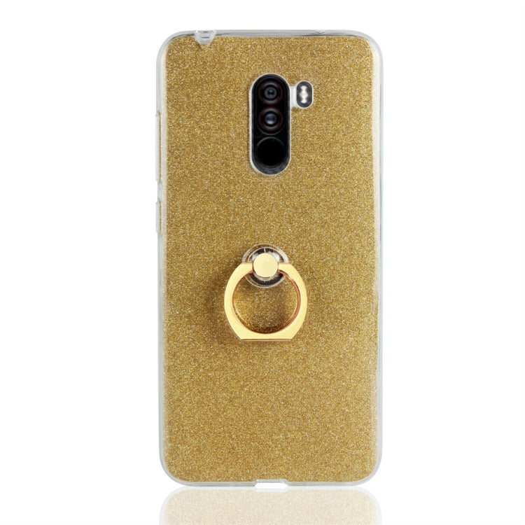 Glittery Powder Shockproof TPU Protective Case for Xiaomi Pocophone F1, with 360 Degree Rotation Ring Holder