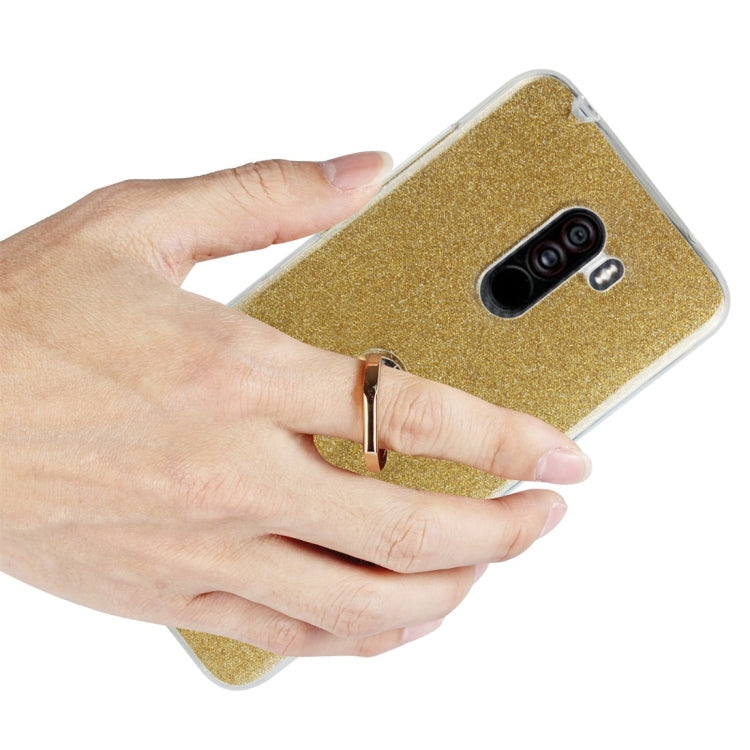 Glittery Powder Shockproof TPU Protective Case for Xiaomi Pocophone F1, with 360 Degree Rotation Ring Holder