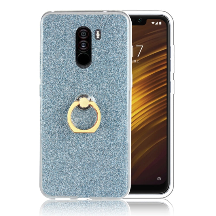 Glittery Powder Shockproof TPU Protective Case for Xiaomi Pocophone F1, with 360 Degree Rotation Ring Holder