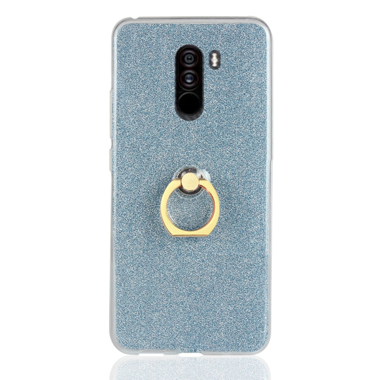 Glittery Powder Shockproof TPU Protective Case for Xiaomi Pocophone F1, with 360 Degree Rotation Ring Holder