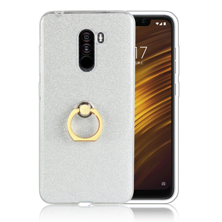 Glittery Powder Shockproof TPU Protective Case for Xiaomi Pocophone F1, with 360 Degree Rotation Ring Holder
