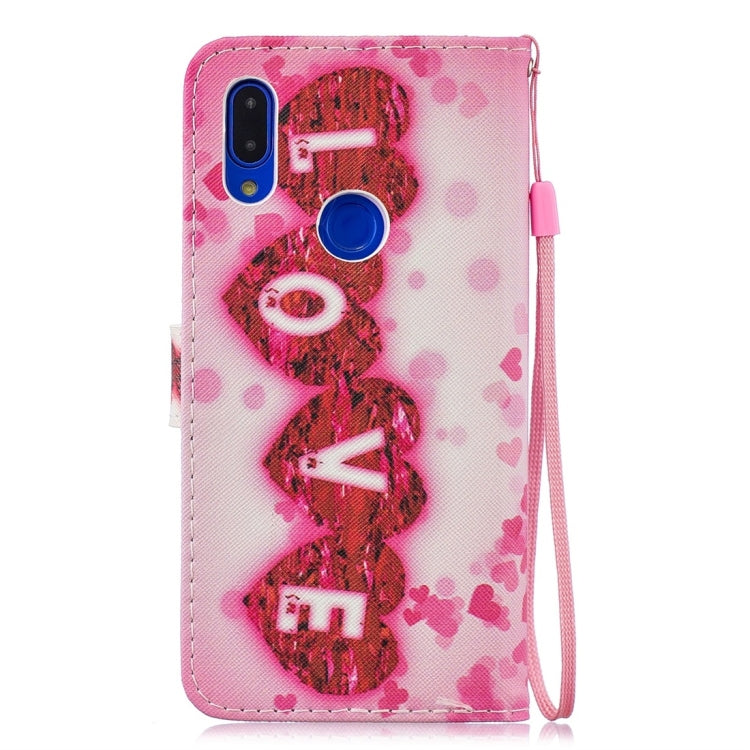 Love Pattern Horizontal Flip Leather Case for Xiaomi Redmi 7, with Holder & Card Slots & Wallet