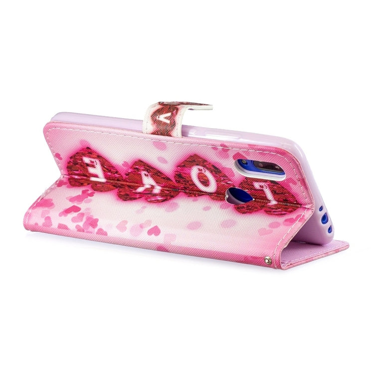 Love Pattern Horizontal Flip Leather Case for Xiaomi Redmi 7, with Holder & Card Slots & Wallet