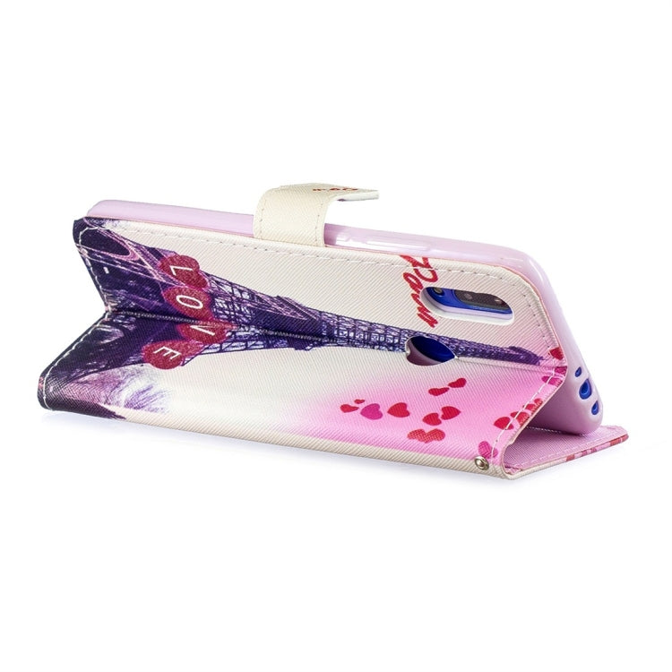 Love Tower Pattern Horizontal Flip Leather Case for Xiaomi Redmi 7, with Holder & Card Slots & Wallet
