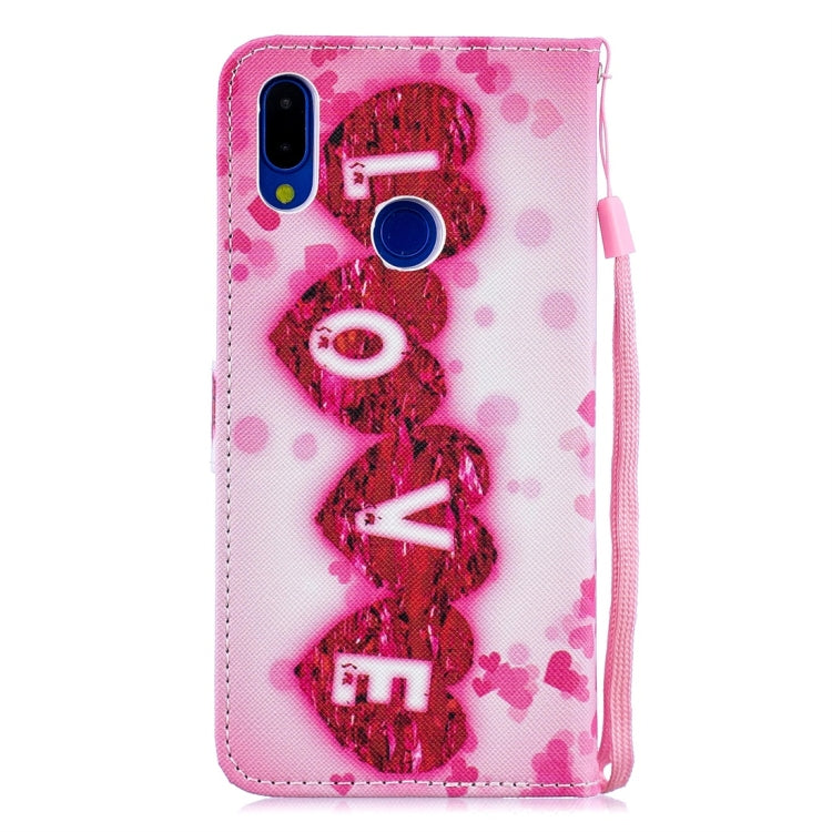 Love Pattern Horizontal Flip Leather Case for Xiaomi Redmi Note 7, with Holder & Card Slots & Wallet