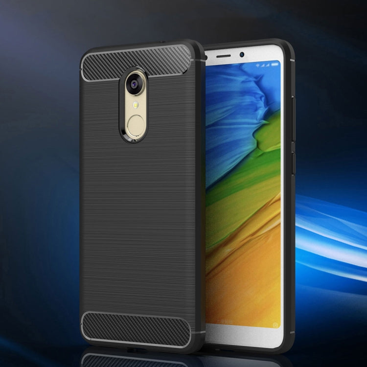 For Xiaomi Redmi 5 Plus Brushed Texture Carbon Fiber Shockproof TPU Rugged Armor Protective Case