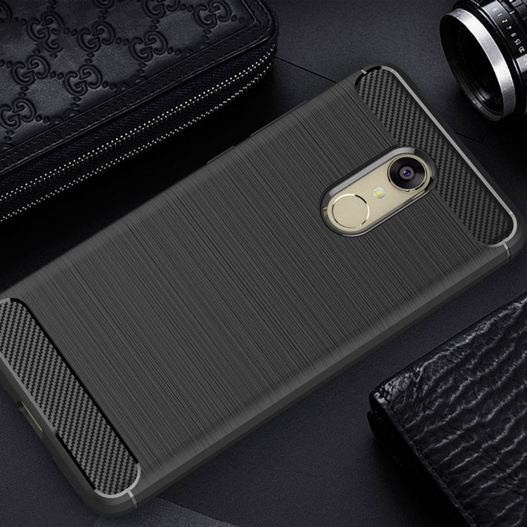 For Xiaomi Redmi 5 Plus Brushed Texture Carbon Fiber Shockproof TPU Rugged Armor Protective Case