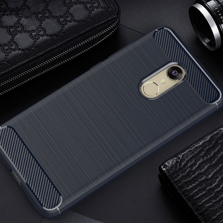 For Xiaomi Redmi 5 Plus Brushed Texture Carbon Fiber Shockproof TPU Rugged Armor Protective Case