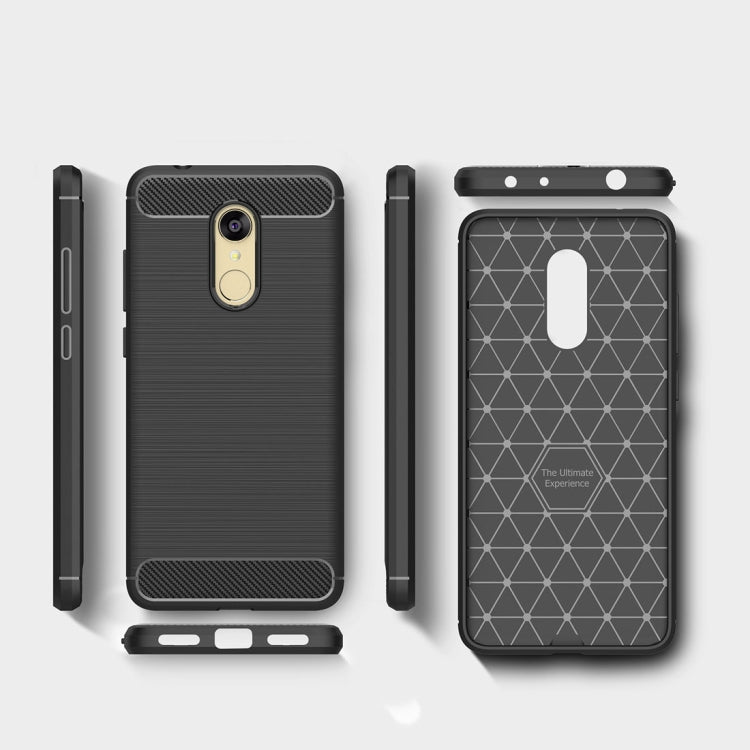 For Xiaomi Redmi 5 Brushed Texture Carbon Fiber Shockproof TPU Rugged Armor Protective Case