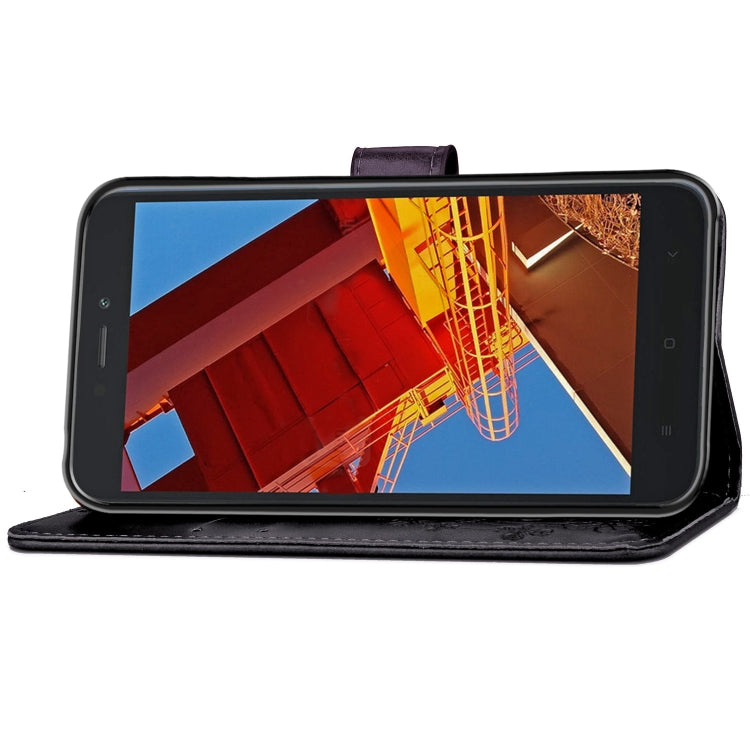 Lucky Clover Pressed Flowers Pattern Leather Case for Xiaomi Redmi Go, with Holder & Card Slots & Wallet & Hand Strap