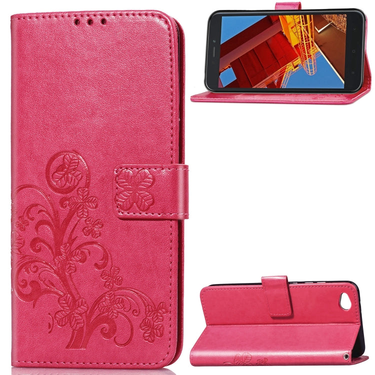 Lucky Clover Pressed Flowers Pattern Leather Case for Xiaomi Redmi Go, with Holder & Card Slots & Wallet & Hand Strap