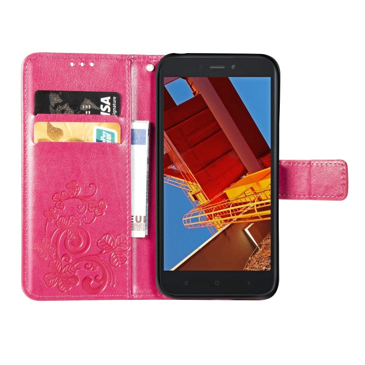 Lucky Clover Pressed Flowers Pattern Leather Case for Xiaomi Redmi Go, with Holder & Card Slots & Wallet & Hand Strap