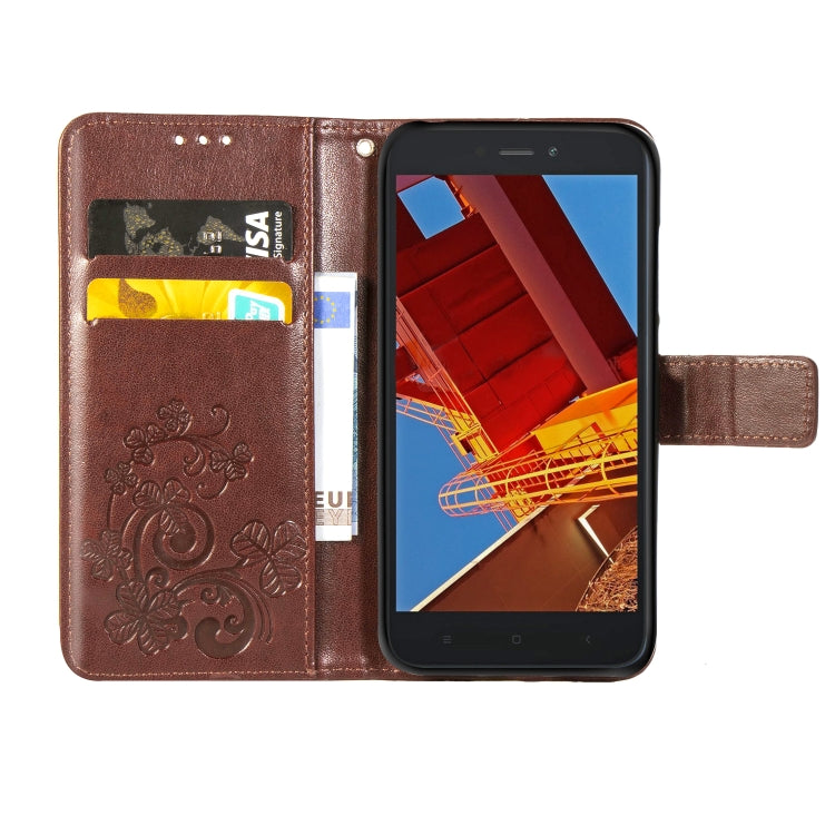Lucky Clover Pressed Flowers Pattern Leather Case for Xiaomi Redmi Go, with Holder & Card Slots & Wallet & Hand Strap