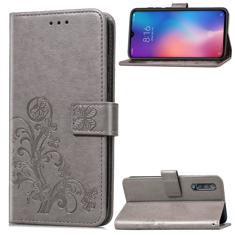 Lucky Clover Pressed Flowers Pattern Leather Case for Xiaomi Mi 9, with Holder & Card Slots & Wallet & Hand Strap