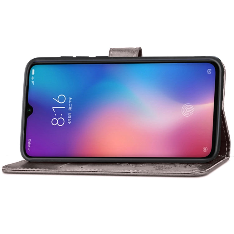 Lucky Clover Pressed Flowers Pattern Leather Case for Xiaomi Mi 9, with Holder & Card Slots & Wallet & Hand Strap