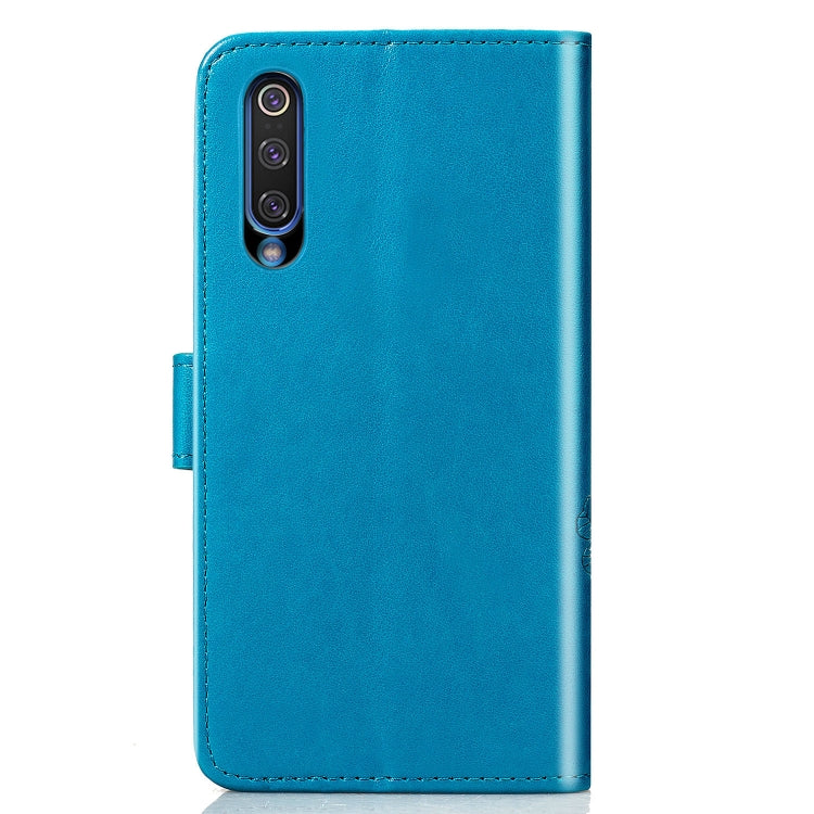 Lucky Clover Pressed Flowers Pattern Leather Case for Xiaomi Mi 9, with Holder & Card Slots & Wallet & Hand Strap