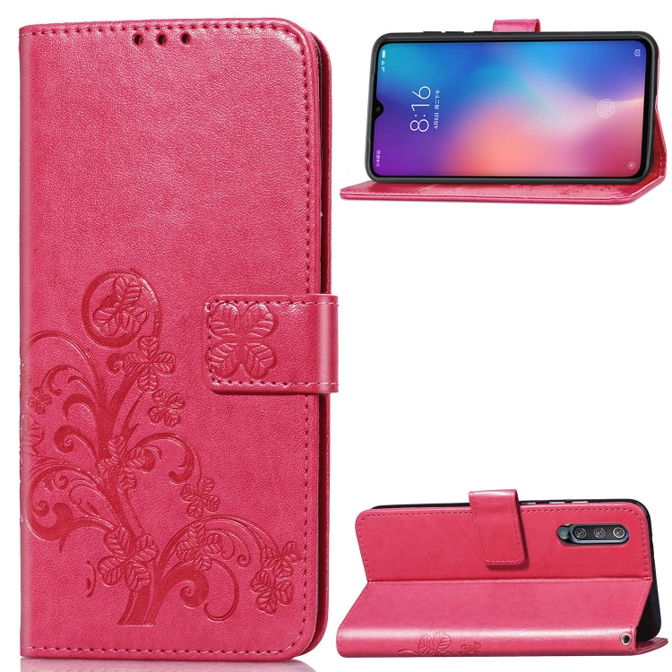 Lucky Clover Pressed Flowers Pattern Leather Case for Xiaomi Mi 9, with Holder & Card Slots & Wallet & Hand Strap