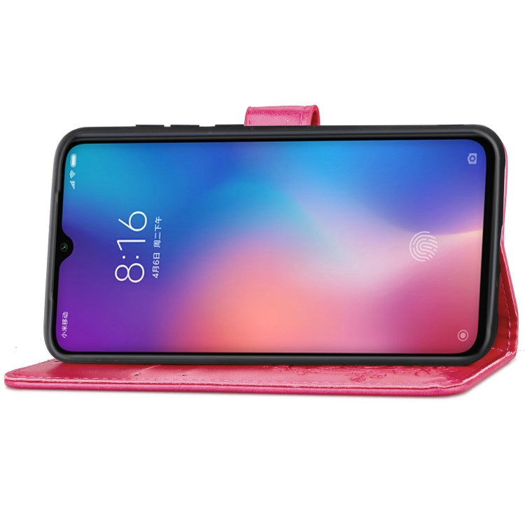 Lucky Clover Pressed Flowers Pattern Leather Case for Xiaomi Mi 9, with Holder & Card Slots & Wallet & Hand Strap