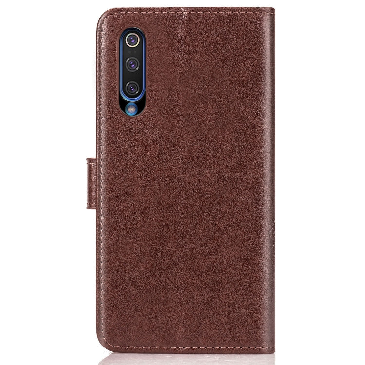 Lucky Clover Pressed Flowers Pattern Leather Case for Xiaomi Mi 9, with Holder & Card Slots & Wallet & Hand Strap