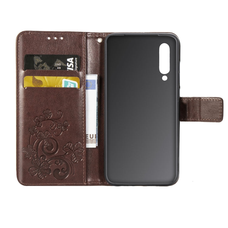 Lucky Clover Pressed Flowers Pattern Leather Case for Xiaomi Mi 9, with Holder & Card Slots & Wallet & Hand Strap