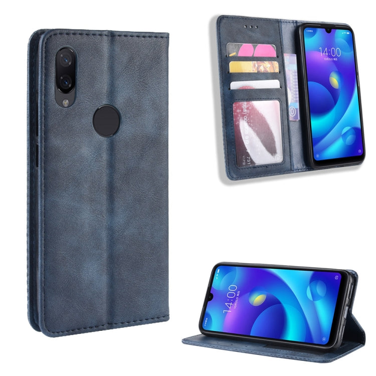 Magnetic Buckle Retro Crazy Horse Texture Horizontal Flip Leather Case for Xiaomi Redmi 7, with Holder & Card Slots & Photo Frame