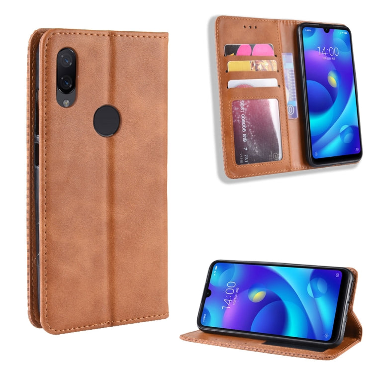 Magnetic Buckle Retro Crazy Horse Texture Horizontal Flip Leather Case for Xiaomi Redmi 7, with Holder & Card Slots & Photo Frame
