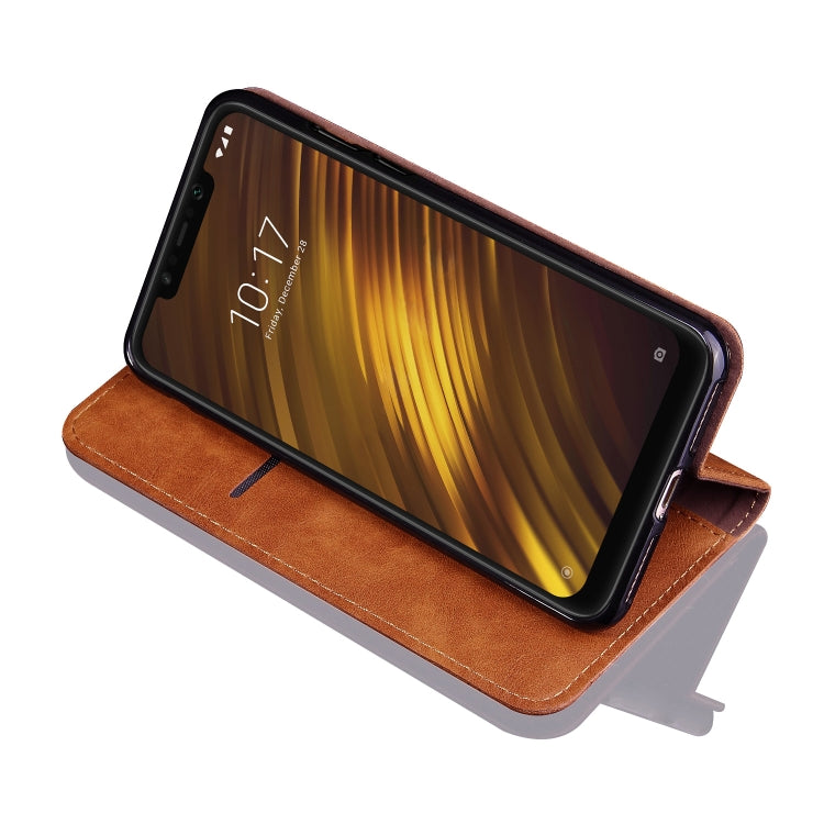 Casual Style Retro Crazy Horse Texture Horizontal Flip Leather Case for Xiaomi Pocophone F1, with Card Slots & Holder & Wallet