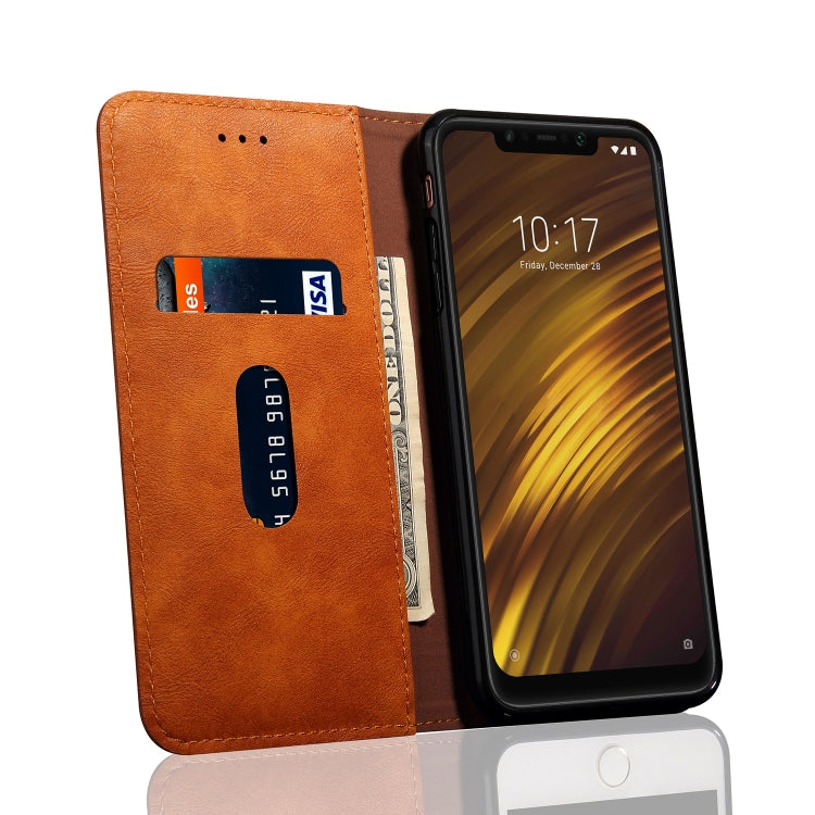Casual Style Retro Crazy Horse Texture Horizontal Flip Leather Case for Xiaomi Pocophone F1, with Card Slots & Holder & Wallet