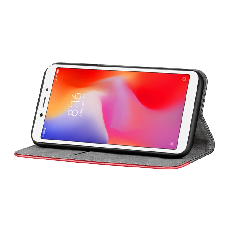 Business Solid Color Stitching Horizontal Flip Leather Case for Xiaomi Redmi 6A, with Holder & Card Slots & Wallet & Lanyard