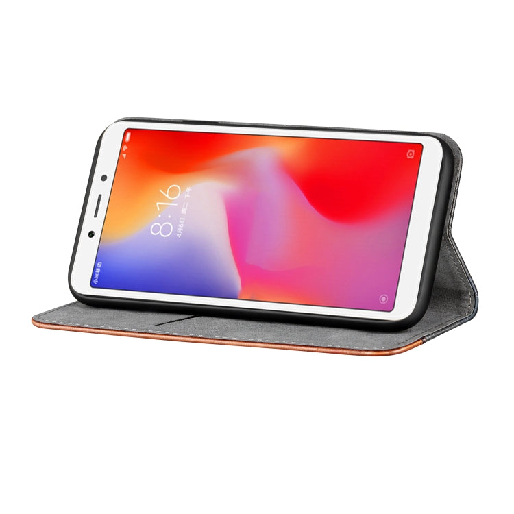 Business Solid Color Stitching Horizontal Flip Leather Case for Xiaomi Redmi 6A, with Holder & Card Slots & Wallet & Lanyard