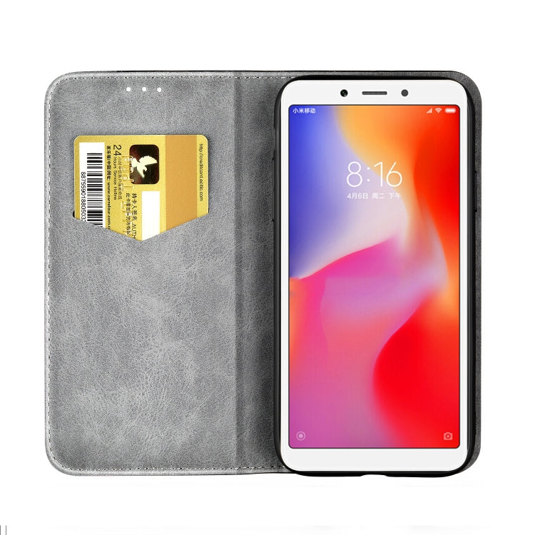 Business Solid Color Stitching Horizontal Flip Leather Case for Xiaomi Redmi 6A, with Holder & Card Slots & Wallet & Lanyard
