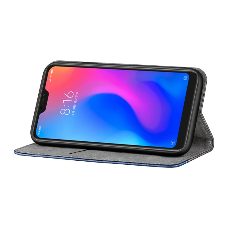 Business Solid Color Stitching Horizontal Flip Leather Case for Xiaomi Redmi Note 6 Pro, with Holder & Card Slots & Wallet & Lanyard