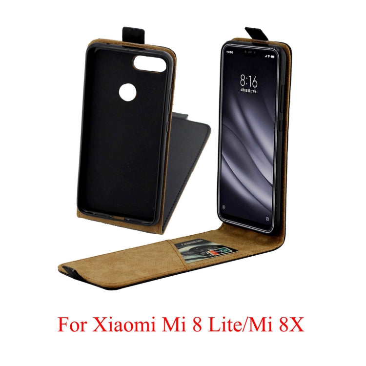 Business Style Vertical Flip TPU Leather Case for Xiaomi Mi 8 Lite, with Card Slot (Black)