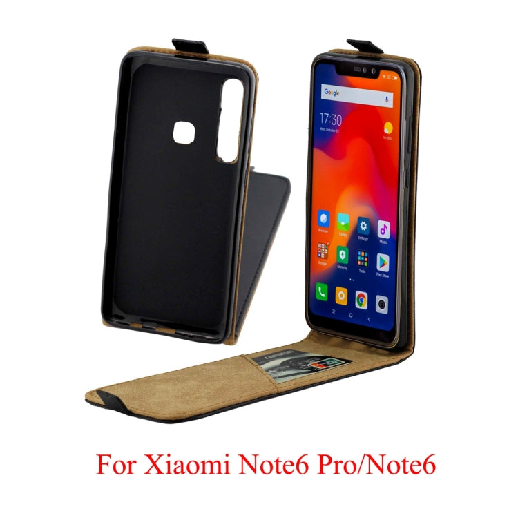 Business Style Vertical Flip TPU Leather Case for Xiaomi Redmi Note 6 Pro, with Card Slot (Black)