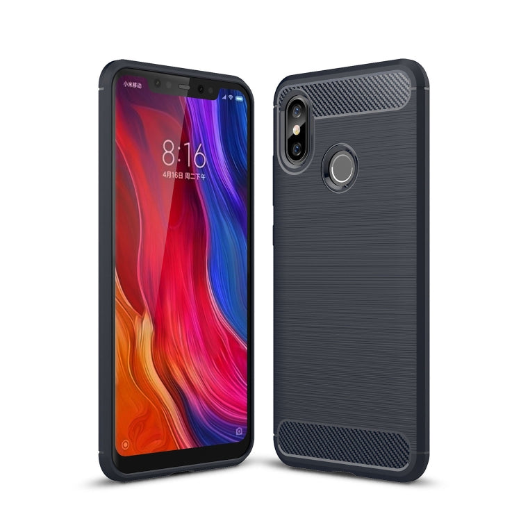 Brushed Texture Carbon Fiber Shockproof TPU Case for Xiaomi Mi 8