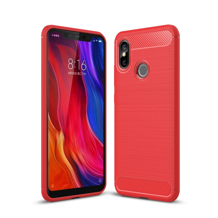 Brushed Texture Carbon Fiber Shockproof TPU Case for Xiaomi Mi 8