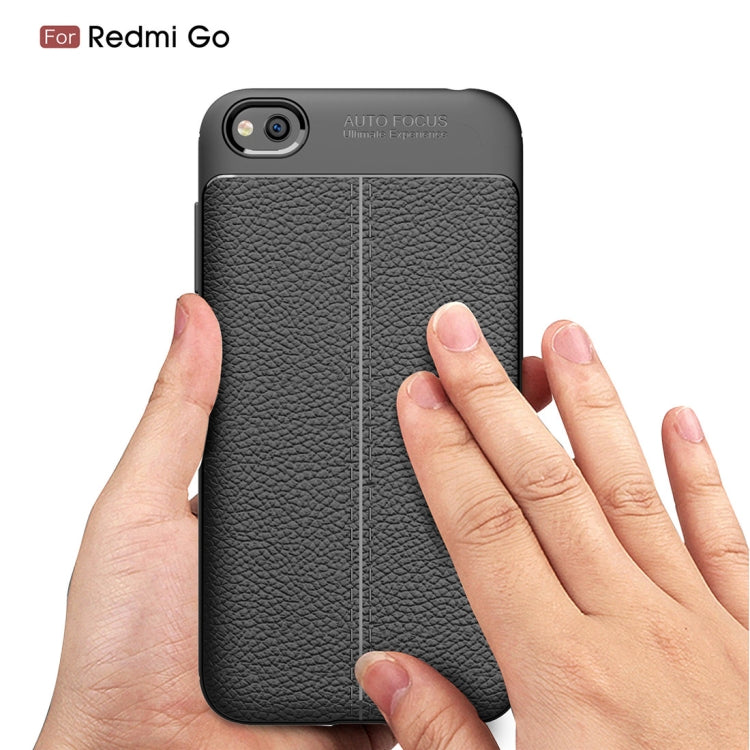 Litchi Texture TPU Shockproof Case for RedMi Go(Navy Blue)
