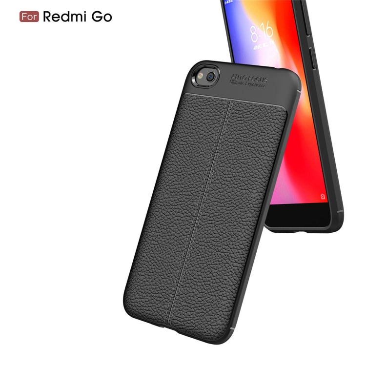 Litchi Texture TPU Shockproof Case for RedMi Go(Navy Blue)