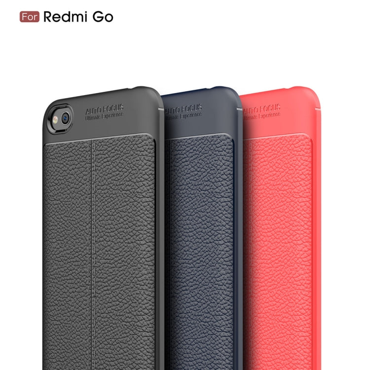 Litchi Texture TPU Shockproof Case for RedMi Go(Navy Blue)